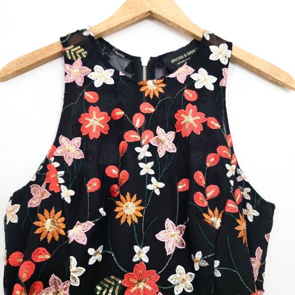 Bronx & Banco Moulin Rouge Floral Embroidered Sleeveless Mini Dress Medium - Picture 2 of 10